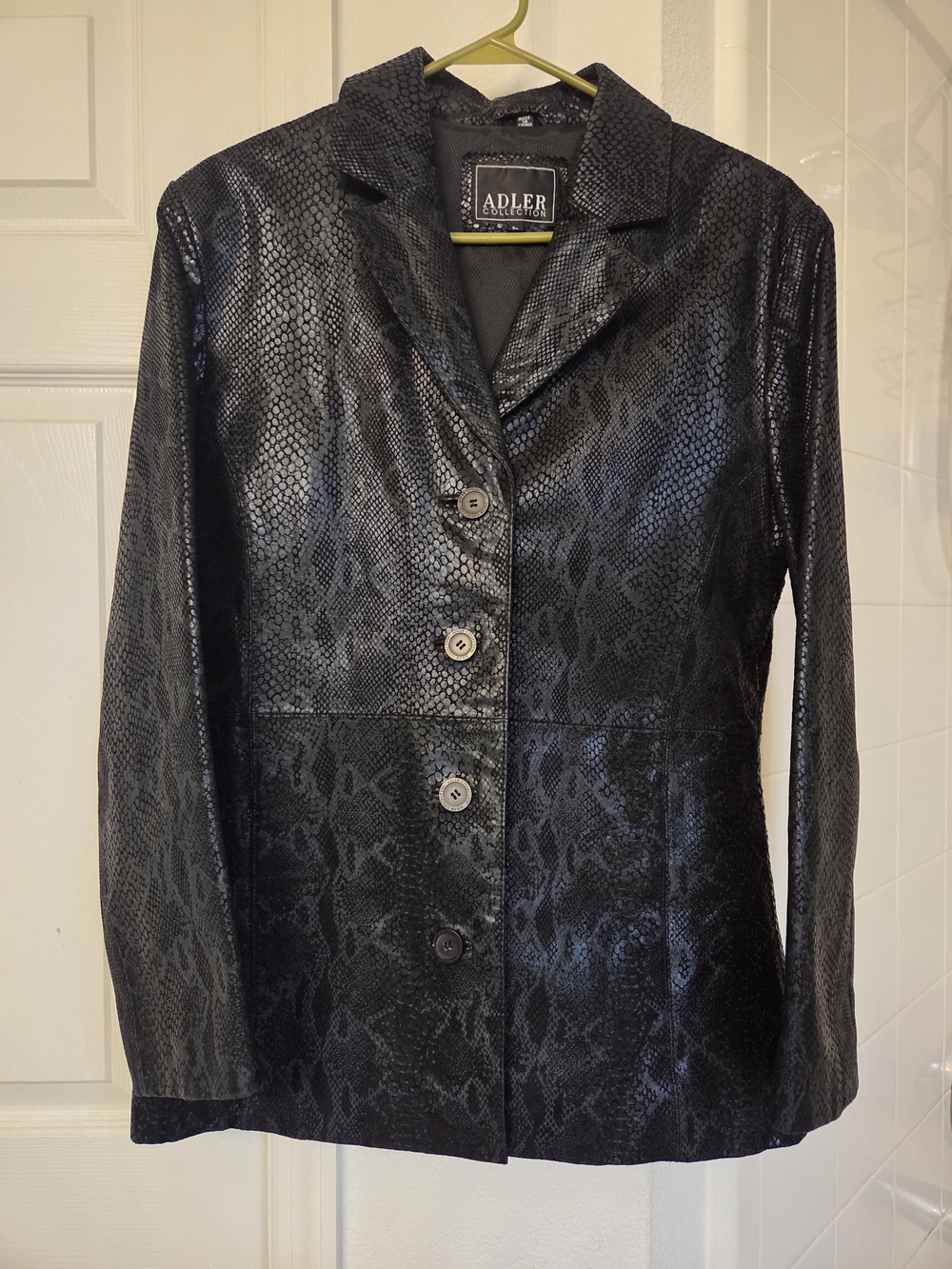 Adler Collection Black Snake-Embossed Blazer
